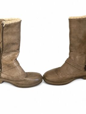 Totes Maggie Stone Taupe Sherpa-Lined Mid-Calf Boots | Size 9